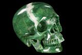 Realistic, Carved Green Stone Verdite (Fuchsite) Skull #116514-1